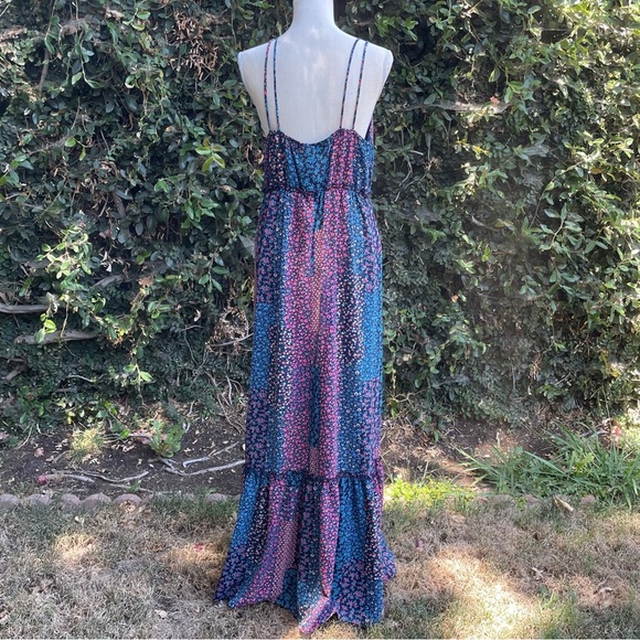 Maxi Dress Spaghetti Strap Ruffle Lulu Patchwork Print Fraiche by J Medium - Picture 6 of 10